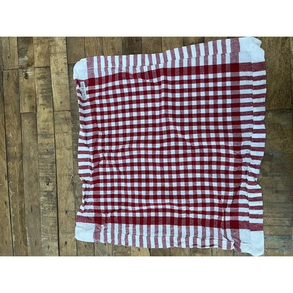 Sur La Table Red White Plaid 100% Cotton Napkins Set of 4 20 x 20